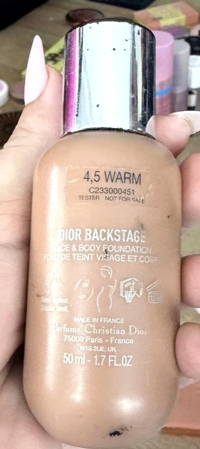 Dior Backstage Face & Body Foundation, shade 4,5 Warm, 50ml bottle from the kit