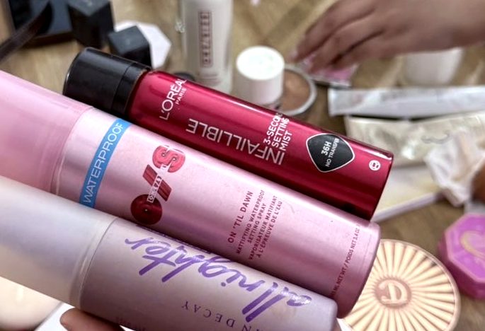 ONE/SIZE On 'Til Dawn waterproof mattifying setting spray, showing the O/S monogram