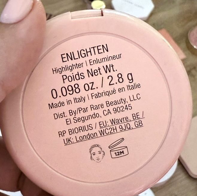 Rare Beauty Positive Light Silky Touch Highlighter, base showing Enlighten